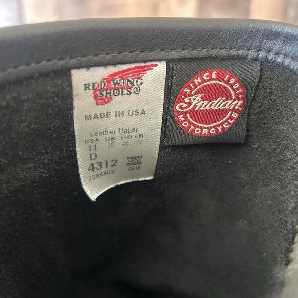 Red Wing X Indian Motorcycle 4312 Black Soft Toe Engineer Boots Mens 11 D - Picture 8 of 12